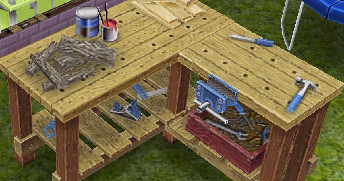Quick practice using a neighbors woodworking bench sims